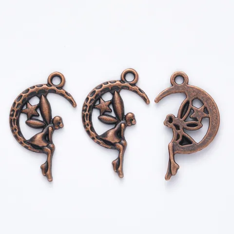 Vintage Zinc Alloy Fairy On Moon Charms Star Pendants For DIY Jewelry Making Accessories For Necklaces Bracelets Earrings