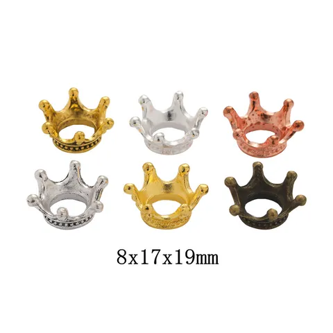 Vintage 3D Mini Crown Alloy Charms For DIY Jewelry Making Retro Metal Crown Beads For Necklace Bracelet Craft Accessories