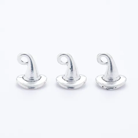 Antique Silver Zinc Alloy Wizard Witch Hat Charms For DIY Jewelry Making Necklaces Bracelets Halloween Decoration Accessory