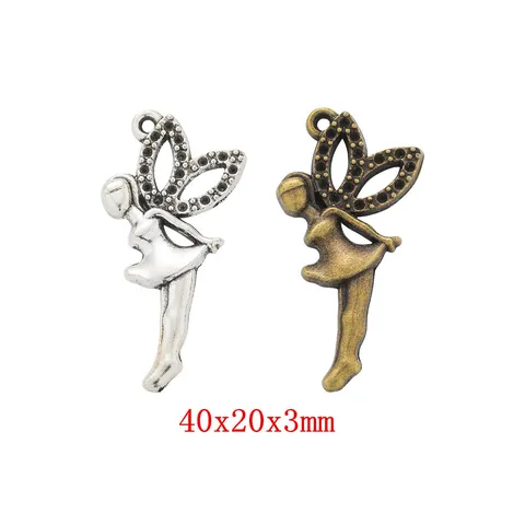 Vintage Zinklegierung Angel Fairy Anhänger Für DIY Schmuckherstellung Zubehör Antik Bronze Silber Fee Bastelbedarf