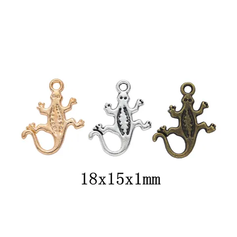 Vintage Zinc Alloy Gecko Lizard Charms For DIY Jewelry Making Antique Animal Pendants For Necklace Bracelet Keychain Accessory