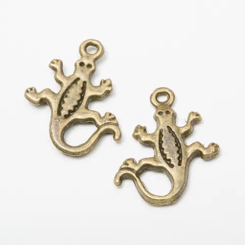 Vintage Zinc Alloy Gecko Lizard Charms For DIY Jewelry Making Antique Animal Pendants For Necklace Bracelet Keychain Accessory