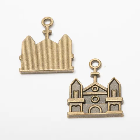Vintage Alloy Castle Charms For DIY Jewelry Making Antique Bronze Silver European Church Building Pendants Handmade Craft Accessories