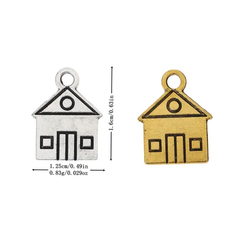Vintage Alloy House Shape Pendants Antique Gold Silver Miniature Building Charms For DIY Jewelry Making Crafts Accessory Findings