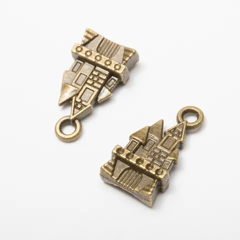 Vintage Alloy Castle Charms For DIY Jewelry Making Antique Bronze Silver Castle Pendants For Necklace Bracelet Crafts Making