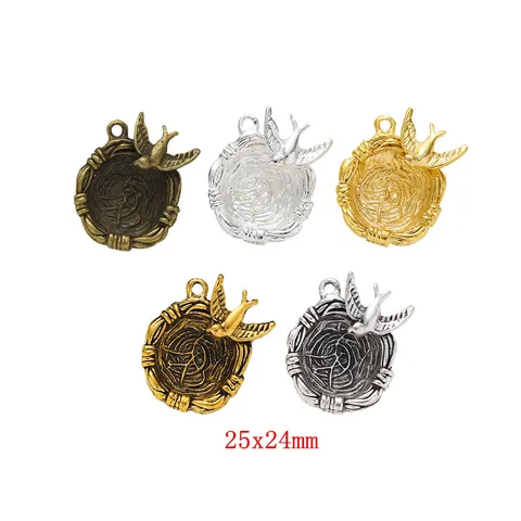 Vintage Zinc Alloy Bird Nest Charms With Bird Pendant For DIY Jewelry Making Necklaces Bracelets Accessories 5 Colors