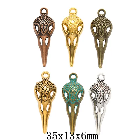 Retro Alloy Bird Skull Pendant Filigree Carved Gothic DIY Jewelry Making Accessories Antique Gold Silver Bronze Findings