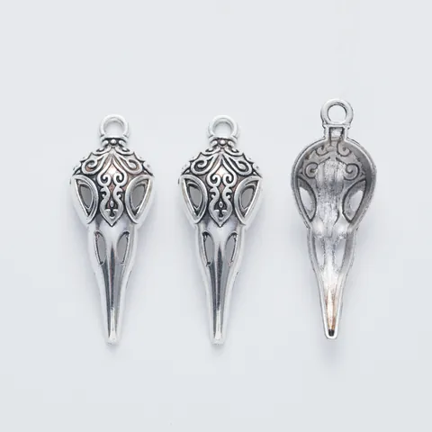 Retro Alloy Bird Skull Pendant Filigree Carved Gothic DIY Jewelry Making Accessories Antique Gold Silver Bronze Findings