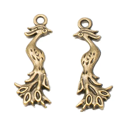 Vintage Alloy Peacock Phoenix Bird Pendant Charms For DIY Jewelry Making Necklace Earring Antique Gold Silver Bronze Findings