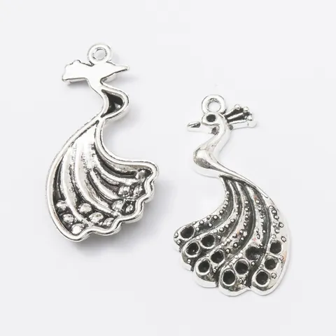 Vintage Zinc Alloy Peacock Charms For DIY Jewelry Making Antique Bronze Silver Animal Bird Pendants For Necklace Earrings