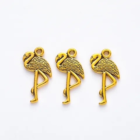 Vintage Zinc Alloy Flamingo Charms DIY Jewelry Making Accessories Metal Bird Pendants For Necklace Bracelet Earring Handicraft