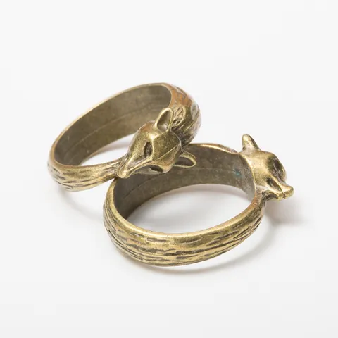 Bague Tête de Renard en Alliage de Zinc Vintage Rétro Gothique Motif Animal Gravé Bague de Doigt Unisexe Bijoux