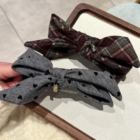 Grote Stoffen Strik Haarklem Koreaanse Lazy Stijl Vintage Ruit Hart Stippen Eendenbek Clip Elegante Haaraccessoires Voor Vrouwen