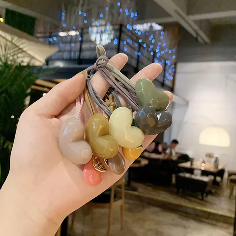Gomas de Pelo Elásticas con Colgante de Corazón Color Morandi para Mujer Diademas Simples de Resina Acrílica Accesorios