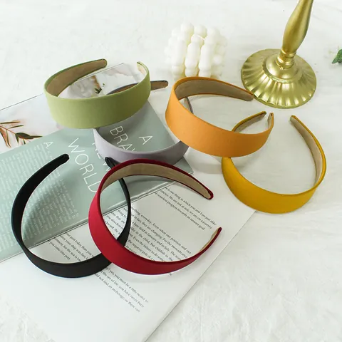 Cerchietto Imbottito a Tesa Larga da Donna Retro Tinta Unita in Tessuto Minimalista Ispessito in Spugna Accessorio Elegante