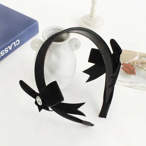 Cerchietto in Velluto Vintage Francese Con Grande Fiocco Strass Elegante Cerchio per Capelli Copricapo Decorativo Donna Accessori