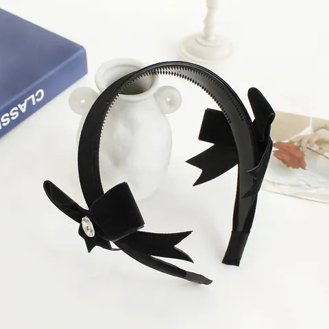 Cerchietto in Velluto Vintage Francese Con Grande Fiocco Strass Elegante Cerchio per Capelli Copricapo Decorativo Donna Accessori
