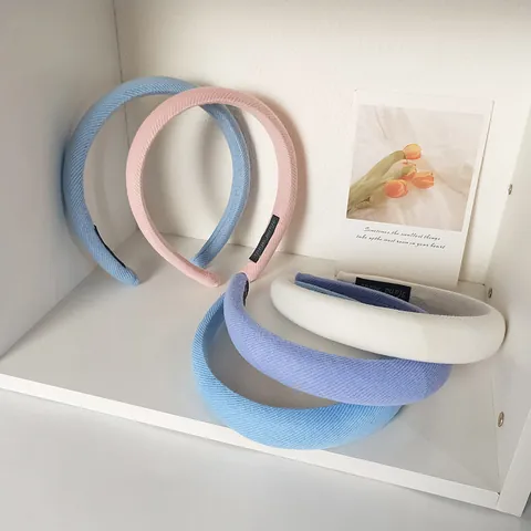 Koreanischer Stil Breite Krempe Gepolstertes Schwamm Stirnband Für Damen Einfaches Weiches Stoff Haarband Süßes Mädchen Haarschmuck