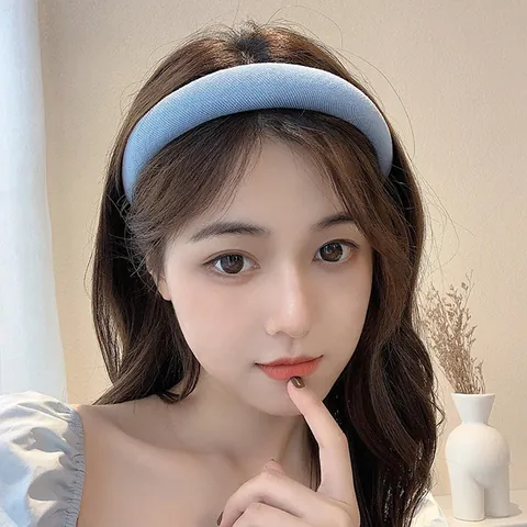 Koreanischer Stil Breite Krempe Gepolstertes Schwamm Stirnband Für Damen Einfaches Weiches Stoff Haarband Süßes Mädchen Haarschmuck