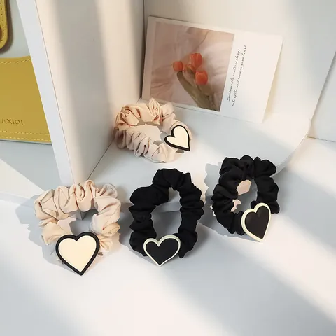 Vintage Stoff Haargummis Mit Elegantem Herz Dekor Elastische Haarbänder Für Damen Täglicher Haarschmuck