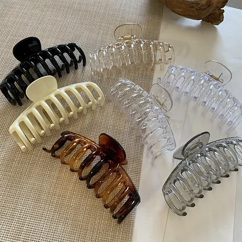 Grote Matte Acryl Haarklem Franse Stijl Haarkrabber Antislip Sterke Grip Haarklem Voor Vrouwen Dik Haar Styling Accessoires