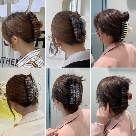 Grote Matte Acryl Haarklem Franse Stijl Haarkrabber Antislip Sterke Grip Haarklem Voor Vrouwen Dik Haar Styling Accessoires