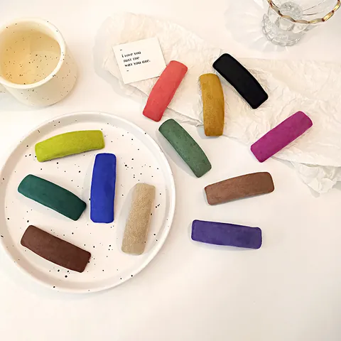 Rectangular Flocked Sponge Hair Clip For Women Sweet Solid Color Matte BB Clip Elegant Minimalist Handmade Hair Accessories