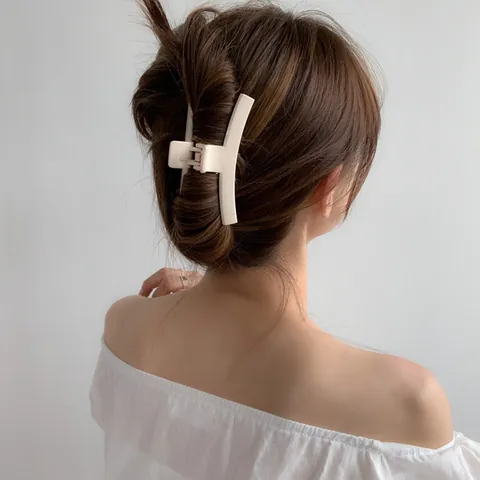 Elegante Große Acryl Haarklammer Geometrische Matte Bernstein Creme Transparente Rutschfeste Haarkralle Für Damen Dickes Haar Zubehör