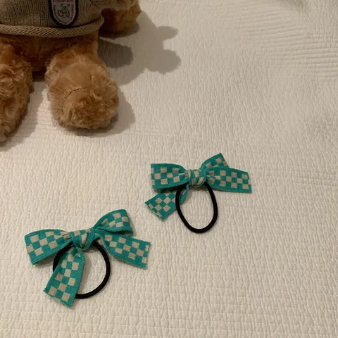 Conjunto de Gomas para el Pelo con Lazo a Cuadros Estilo Coreano Tela Elástica Scrunchies Para Mujeres Niñas Accesorios para el Cabello