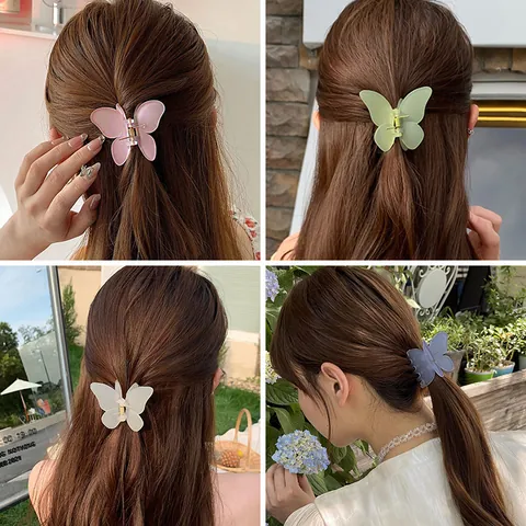 Matte Acryl Vlinder Haarklem Voor Vrouwen Zoete Elegante Haaraccessoires Antislip Haargrijper Ethereal Mori-Stijl