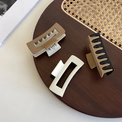 Pinza para el Pelo Rectangular de Acrílico Mate Grande Bloque de Color Hueco Geométrico Estilo Coreano Elegantes Accesorios Pelo Mujer