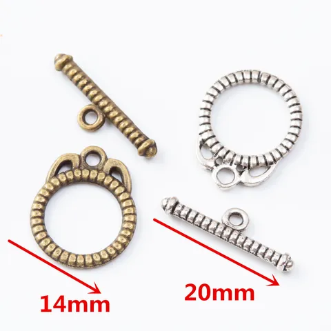 Fermoir à Bascule Rétro en Alliage de Zinc Bronze Antique Argent Connecteur de Bijoux DIY Avec Anneau Rond et Barre en T pour Bracelet