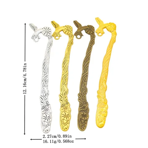 Vintage Alloy Hummingbird Flower Metal Bookmark Pendant DIY Jewelry Accessories Antique Metal Page Marker Stationery Gift