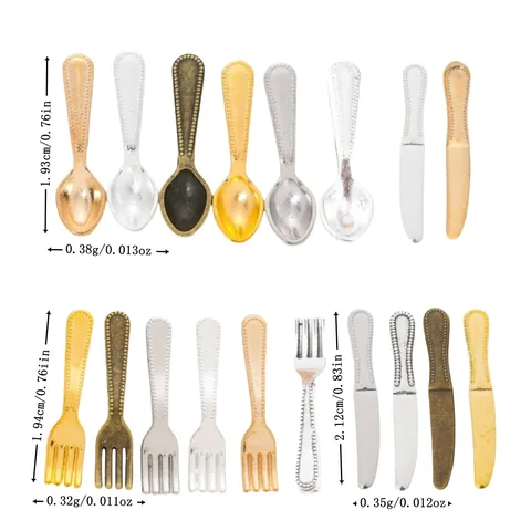 Vintage Alloy Mini Spoon Fork Knife Charms For DIY Jewelry Making Crafts Dollhouse Antique Bronze Gold Silver Plated Pendants
