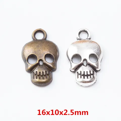 Vintage Zinc Alloy Skull Charms Pendants Antique Silver Bronze Skeleton Head DIY Jewelry Making Accessories For Necklace Bracelet Halloween