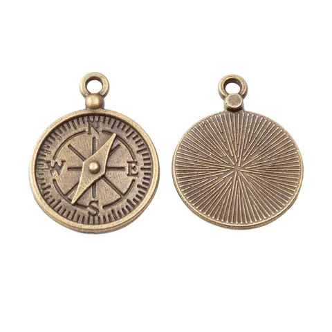 Ciondoli Bussola in Lega di Zinco Vintage Bronzo Antico Argento Ciondoli Nautici di Direzione per la Creazione di Gioielli