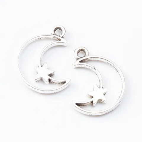 Vintage Zinc Alloy Moon Star Hollow Frame Charms For DIY Jewelry Making Antique Bronze Silver Metal Pendants Resin Base Connectors