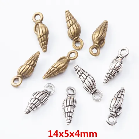 Pendentifs en Alliage de Zinc Vintage Forme de Conque Accessoires de Bijoux DIY pour Collier Bracelet Bronze Antique Argent Métal Charms