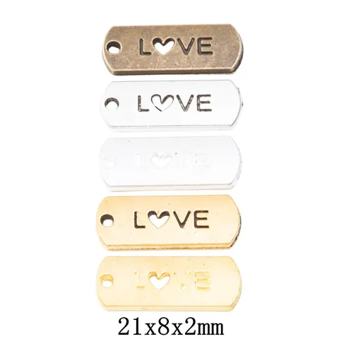 Vintage Alloy Heart LOVE Letter Tag Charms DIY Jewelry Making Pendants For Necklace Bracelet Handicraft Accessories