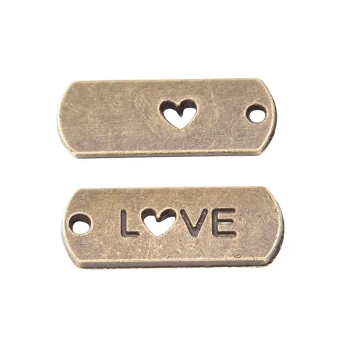 Vintage Alloy Heart LOVE Letter Tag Charms DIY Jewelry Making Pendants For Necklace Bracelet Handicraft Accessories