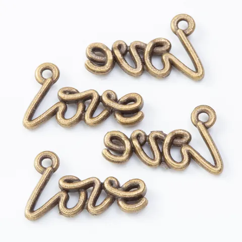 Vintage Alloy Love Letter Script Charms For DIY Jewelry Making Antique Bronze Silver Metal Pendants Necklaces Bracelets