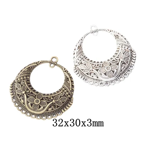 Vintage Zinc Alloy Crescent Moon Connector Charms Hollow Floral Pendant Findings For DIY Earring Necklace Jewelry Making Accessories