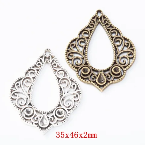 Vintage Zinc Alloy Hollow Teardrop Pendant Connector Filigree Water Drop Charms For DIY Earring Necklace Jewelry Making Accessory