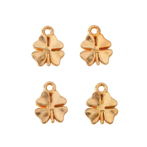 Vintage Zinc Alloy Four-leaf Clover Charms For DIY Jewelry Making Antique Gold Silver Bronze KC Gold Metal Pendants Small Clover Decor
