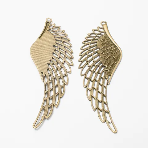 Vintage Alloy Wing Feather Charms For DIY Jewelry Making Ancient Bronze Silver Metal Wings Pendant Craft Accessories