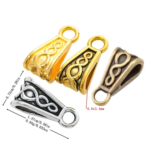 Vintage Alloy Infinity Pattern Pinch Bails For DIY Jewelry Making Pendants Connector Clasps Gold Silver Bronze Accessories