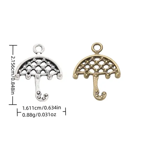 Vintage Zinc Alloy Umbrella Pendant Only Without Chain For DIY Jewelry Making Antique Bronze Silver Hollow Out Charms