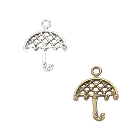 Vintage Zinc Alloy Umbrella Pendant Only Without Chain For DIY Jewelry Making Antique Bronze Silver Hollow Out Charms
