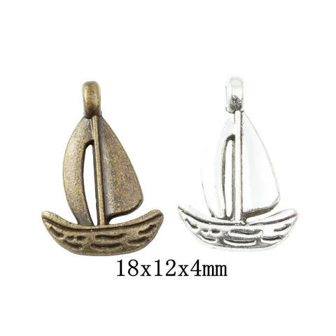 Vintage Legering Zeilboot Hangers Voor DIY Sieraden Maken Antiek Brons Zilver Boot Hangers Voor Ketting Armband Accessoire