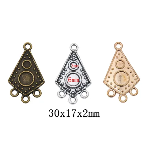 Vintage Alloy Kite Shaped Four Hole Jewelry Connectors For DIY Earring Necklace Making Multi Strand Links Finding Parts